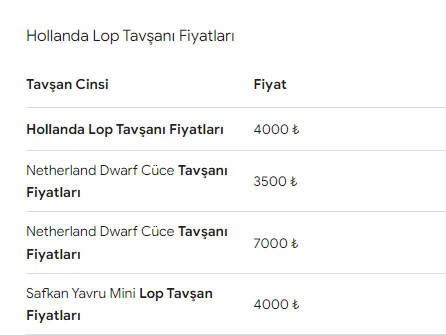 Hollanda Lop Tavşanı Fiyat